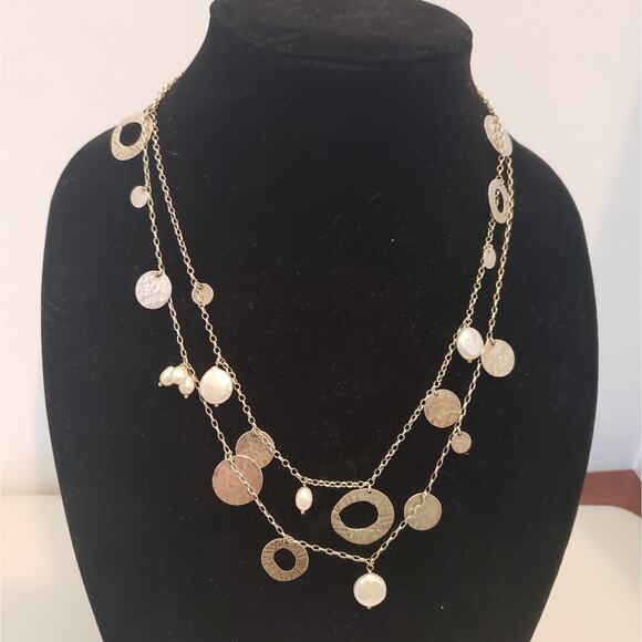 SILPADA 925 STERLING SILVER PEARL OF A GIRL DISC CHARM NECKLACE 36" N2197 - Picture 2 of 7